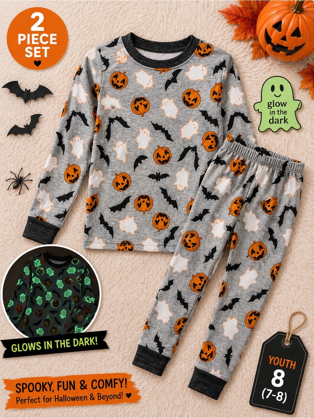 Trick or Treat Sleepy Peep Halloween Shirt - Size 8 - Gray & Black